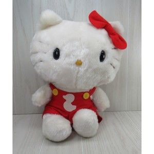 Hello Kitty 12-14" plush vintage 1983 doll red bow duck overalls Child Guidance‎